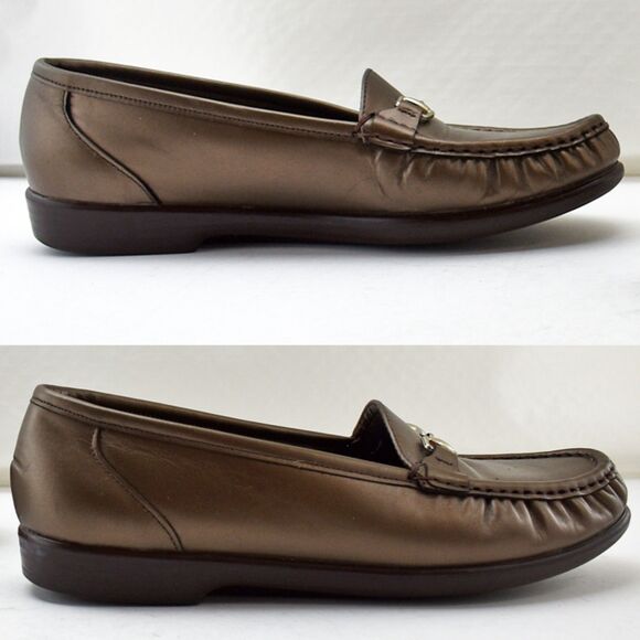 SAS Metro Bronze Slip On Leather Moccasin Toe Loafers - Women's Size 9M - Picture 1 of 8